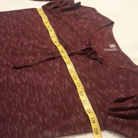 Womens Sz S Burgandy Lace Up Front Long Sleeve Y2K 90s Grunge Silverwear Top - Picture 8 of 9